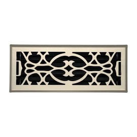 Hartford Ventilation Floor Register 4” x 12” - Victorian Vent Cover for Home - Heavy Duty Metal Design with Scratch Resistant Finish - Smooth Glide Damper (1, Brushed Nickel)