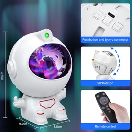 Astronaut Galaxy Projector Night Light USB Plug 360° Adjustable Spaceman Light Projector Equipped with Timer and Remote Control Suitable for Children Decorating Bedrooms Parties Kids Sensory Lights
