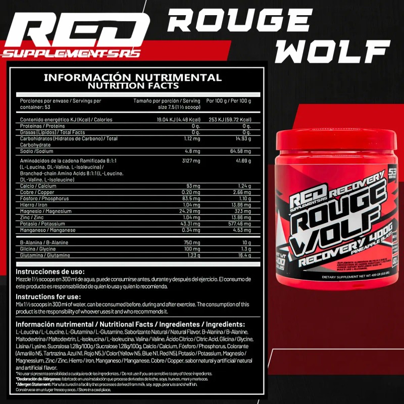 L- Glutamina Con Bcaas Y Minirales 400g 53 Servicios Red