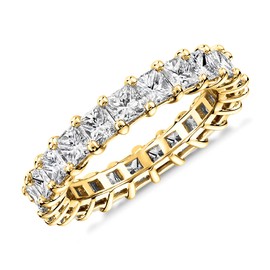 PAVOI 14K Gold Plated Yellow Gold Engagement Rings for Women | Promise Cut Princes Stackable Ring for Women | 21 3x3mm Sq. AAAAA Cubic Zirconia Attached by Four Claws | Size 6 | Yellow Gold