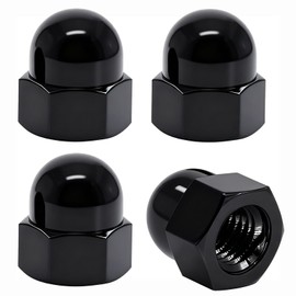 SINGWAYS Black License Plate Retainer Nuts/Screws Compatible with Volvo XC90/ S60/ S40/ S90/ V60/ V90 (Screws onto Existing Stud) -Tall Dome Stainless Steel 18-8 (304) License Plate Screw Caps - 4 PCS