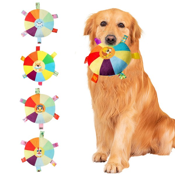 FOSDICK Pack of 4 Frisbee Dog, Plush Dog Frisbee, Dog