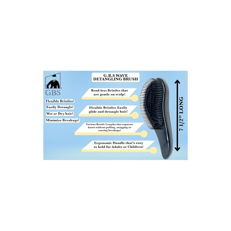 G.B.S Cepillo para desenredar ondas, profesional, sin dolor, para cabello