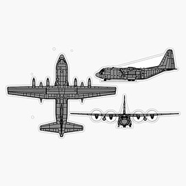 HOF Trading C-130 Hercules Tri-View Vinyl Sticker Waterproof Decal Laptop Wall Window Bumper Sticker 5In, HOF-VETERAN-STICKERS-732