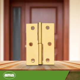 Amig - 2er Pack Möbel-Scharniere - Rechtsöffnung - Messingstahl - 51 x 36 x 1,2 mm - Abnehmbar, quadratische Kante und ohne Abschluss