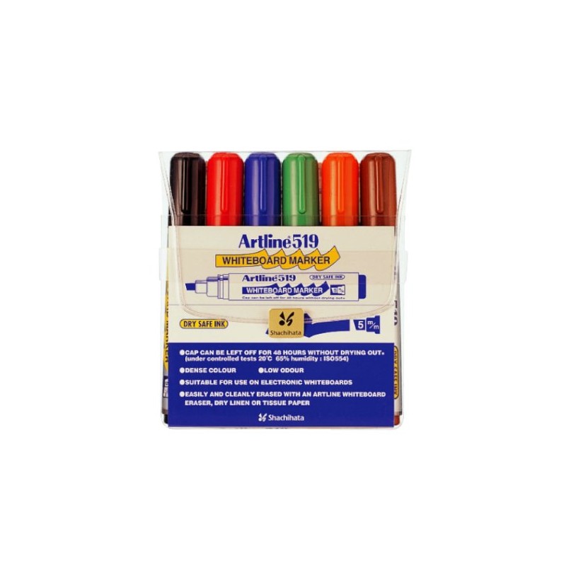 Artline 2.0-5.0mm Chisel Tip Dry Safe Whiteboard Marker - Assorted