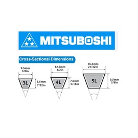 MBL 4L250 (2250) Fractional Horsepower V-Belt, 4L Section, 1/2" Width, 5/16" Height, 25'' Length, Rubber