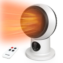 ECOWELL 15" Compact Modern Heater and Fan Combo, 1500W PTC Ceramic Space Heaters for Indoor Use with Remote, 0-12H Timer, 60° Oscillation, Thermostat - for Office & Medium Rooms (215 sq ft) EHT150