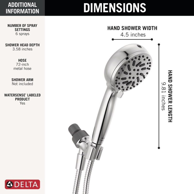 Delta Faucet ProClean Chrome Shower Head with Handheld, Showerhead with