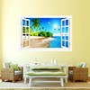 THNWSY 3D Self-Adhesive Painting Fake Window Wall Stickers Tropical Island