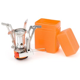 UPIQNG Mini Gas Stove Outdoor Gas Stove Portable Lightweight Cooking Stove Piezo Ignition Gas Stove with Case,Small Backpack Stove for Camping Hiking Travel (Orange)