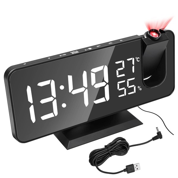 Hsthe Sea Projection alarm clock for bedroom, digital alarm clock