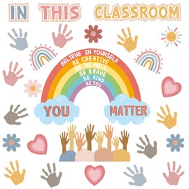 Boho Rainbow Classroom Bulletin Board Decorations, 30Pcs You Matter Inspirational Positive Affirmations Wall Decor, Boho Rainbow Cutouts Classroom Decor for Teacher School Supplies