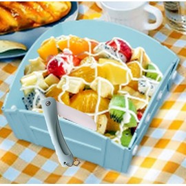 Camping Floded Cutting Silicone Board with Ceramic knife, Cutting, Plate mat, Cleaning basket All In One,Space-saving & easy to carry,Gifts for Campers Happy Camper,Camping Accessories for RV Campers