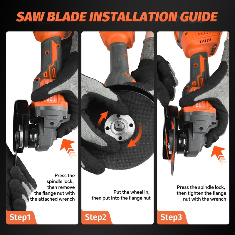 Cordless Angle Grinder 20V,8500RPM Brushless Motor, 4-1/2'' Blade,2×4.0Ah Battery &