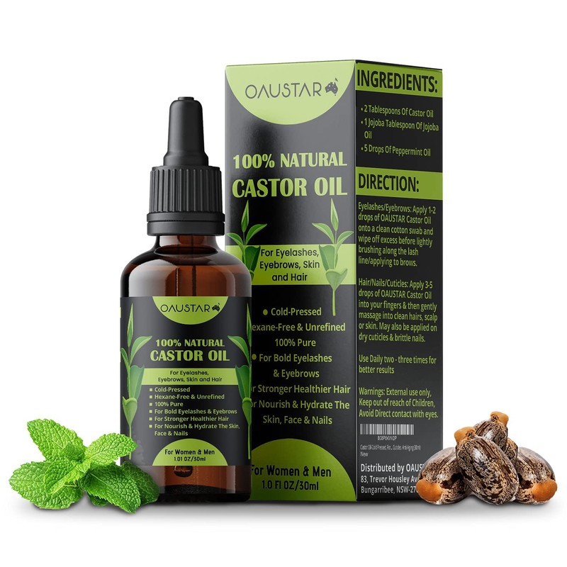 Castor Oil-Cold Pressed, For Hair Growth, Bold Eyelashes & Eyebrows,