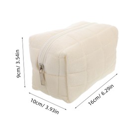 DECHOUS Beige Large Capacity Makeup Brush Container Pillow Shaped Pencil Case for Students Portable Cosmetic Organizer Purse with Zipper Durable Soft Carrying Bag for Stationery and