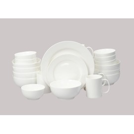 HomeVss, Bone China Rim Shape, Elegance White 40pc Dinnerware Set
