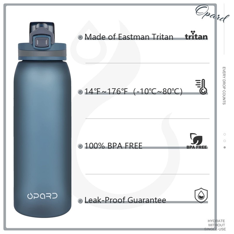 Opard 30oz Sports Water Bottle with Leak Proof Flip Top