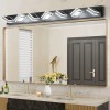 Modern 45\" Black 7-Light LED Vanity Fixture Square Acrylic Lampshades