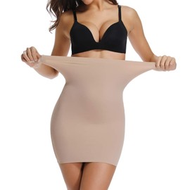 Joyshaper Half Slip for Women Under Dress Strapless High Waist Shapewear Skirt Slips Underskirt Dresses Extender Body Shaper No Hook Eye #2 Beige XL