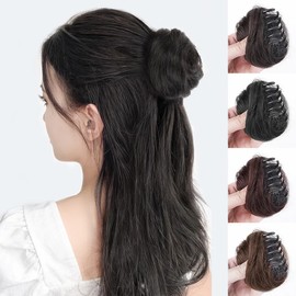 Dungmoori Dango Hair Clip Pin Partial Wig SD230338 Dark Brown 1 Piece / 똥머리 당고머리 집게핀 부분가발 SD230338 진갈색1개입