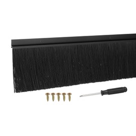 YELARXI Door Sweep Aluminum Alloy Brush Sweeps, 2.8 Inch Black PP Brush 39"L x 3.7"W Fit for Gaps of Door Bottom - H-Shape Holder (Black)