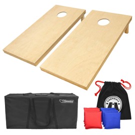 GoSports Solid Wood Premium Cornhole Set - Choose Between 4 ft x 2 ft or 3 ft x 2 ft Game Boards, Includes Set of 8 Corn Hole Toss Bags | GoSports