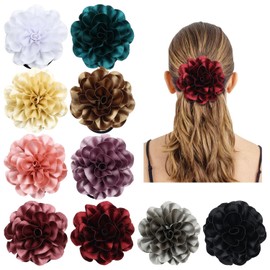 Cinaci Paquete De 10 Elásticos De Goma Elásticos De 4.0 In Hechos A Mano Con Flores Grandes, Elásticos, Para El Pelo, Cuerdas, Bandas Para El Pelo, Diademas, Anillos, Coletas, Accesorios Para El Pelo Para