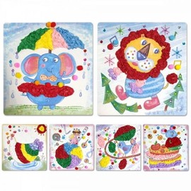 Colored tissue pom-poms art crafts crafts art making Big tissue lion jewel stickers / 칼라티슈 뿅뿅이 아트공예 공예 아트 만들기 대장 티슈 사자 보석스티커
