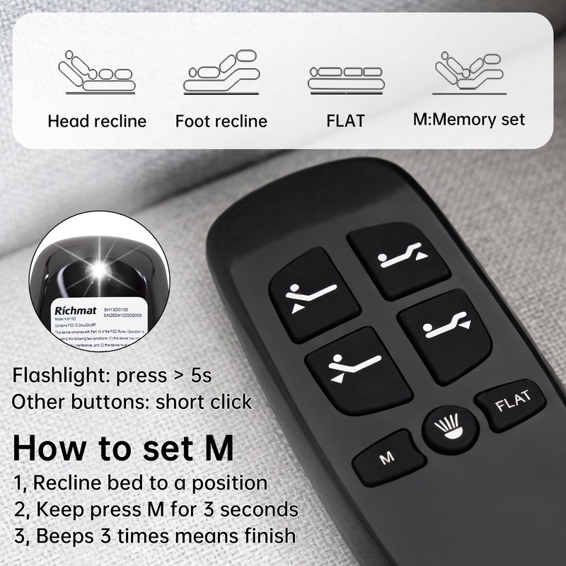 Richmat Adjustable Bed Control Box HJC18 with Bed Remote Replacement
