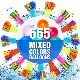 Betensh Pack of 555 Water Bombs, Colourful Water Bombs Self-Closing, 15 Bundles of 37 Water Balloons, 60 Seconds Quick Fill Water Balloons, Ideal for Summer Parties