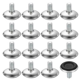 sourcing map 16Pcs M8 Thread Furniture Feet Levelers, 28x15mm Adjustable Leveling Table Feet, Screw on Furniture Glide Leveling for Chair Stool Legs, Black