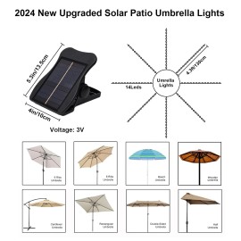 Znycye Solar Umbrella Lights, Patio Umbrella Lights Outdoor with 8 Modes 3V Solar Pa...