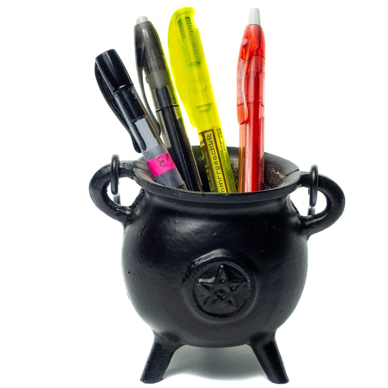 Cauldron Cast Iron Witchcraft Pentagram Incense Burner