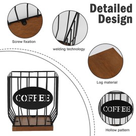 Coffee Pads Storage K-Cup and Coffee Shelf Organiser with Large Capacity, Storage Basket for Coffee Pods or Instant Coffee, Storage Cup, Original Capsule Coffee Filter, 16 x 12 x 17 cm