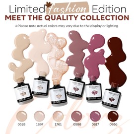 modelones Gel Nail Polish Set -6 Colors Fall Winter Nude Brown Gel Polish Kit Neutral Raspberries Purple Pearl Glitter Nail Polish Soak Off LED Starter Kit Manicure Nail Art Salon DIY Gift