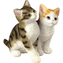 ICE ARMOR 4" H Brown Tabby and Orange Tabby Sitting Side by Side FigurinesStatue Sculpture Ornament Decor for Housewarming, Holidays, Christmas for Men/Women