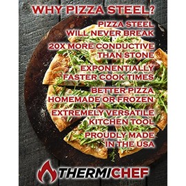 THERMICHEF by Conductive Cooking Square Pizza Steel 1/4" Deluxe version, 14"x20" XL