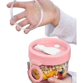 ?? ?? Contenedor de Avena Durante la Noche - Recipientes de Avena Durante la Noche con Tapas - Taza de Yogur portátil hermética, Apta para lavavajillas, Tazas de Desayuno de 60 ml con Cuchara Fiaoen