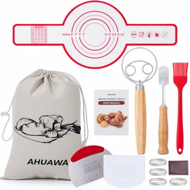 Bread Making Tools with Danish Dough Whisk Set, Sourdough Bread Scoring Tool & Baking Supplies - Bread Lame, Silicone Baking Sling, Bread Bag & More, Bread Baking Supplies