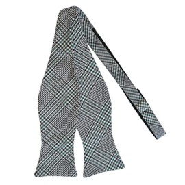 Jacob Alexander Men's Wool Glen Plaid Traditional Freestyle Self-Tie Bow Tie - Navy/Green/White