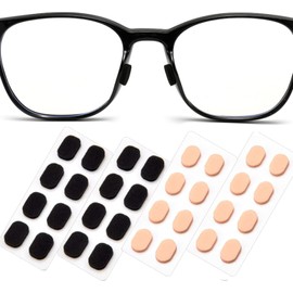 16 Pairs Eyeglass Nose Pads Foam Nose Cushion Anti Slip Adhesive Adjustable Nose Pads for Glasses Eyeglasses Stick on Plastic Frames Black/Skin Color 1mm