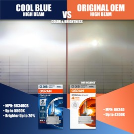 OSRAM Xenarc D3S Cool Blue HID Xenon Headlight Bulbs 66340CB 42V 35W 5500K Made in Germany | Pack of 2