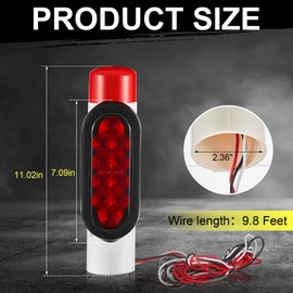 Rossesay 2 Set Boat Trailer Guide on Post Pipe Guide Light Set Waterproof Submersible Boat Trailer Guide Pole Lights PVC LED Boat Trailer Lights for Turn Signal Brake Marker Reverse