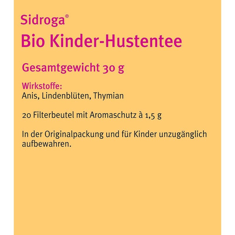 Sidroga Bio Kinder-Hustentee – Arzneitee mit Heilpflanzen bei Erkältung und