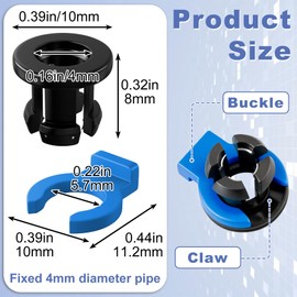 Winsyison 12pcs Bowden Tube Coupler, Plastic Bowden Collet and Clip Set, Collet Clamp Clip for 3D Printer Accessories- Black & Blue