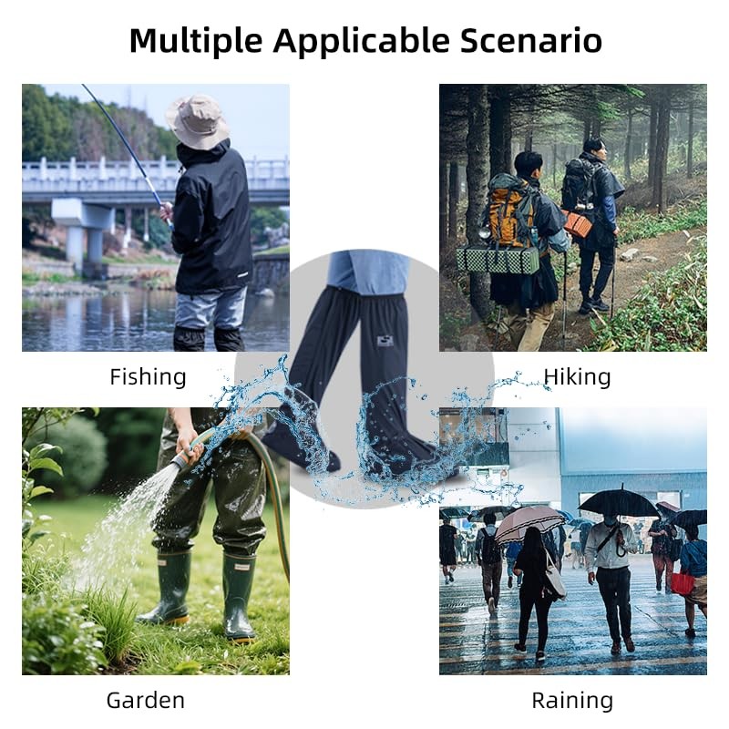 RINJOY High Top Rain Shoe Covers with Zipper, Reflective Waterproof