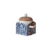 Creative Co-Op Stoneware Canister with Design, Lid and Spoon, Cream,