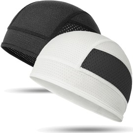 Skull Caps for Men Helmet Liner Beanie 2 Pack Breathable Mesh Helmet Cycling Motorcycle Running Hard Hat for Men Women